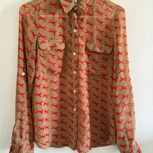 Red fox print Patterned button down shirt